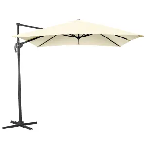 Aluminium Cantilever Parasol Garden Patio Hanging Tilt Umbrella 2.5m Cream Christow