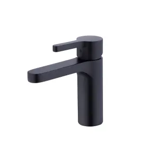 VURTU Datchworth Basin Mixer - 1/4 Turn, Single Lever Ceramic Disc, High/ Low Water Pressure, 300(H) x 215(W), Black, 628545