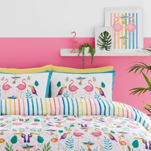 Tropical Flamingo Pink Reversible Duvet Cover Set