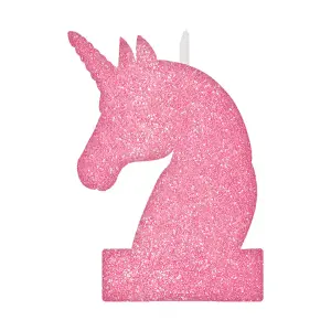 Amscan Magical Unicorn Glitter Birthday Candle Pink (13cm x 8cm)