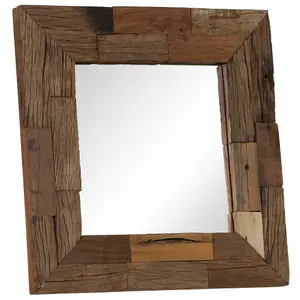 Berkfield Mirror Solid Reclaimed Wood 50x50 cm