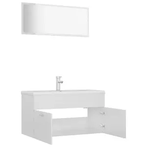 Berkfield Bathroom Furniture Set High Gloss White Engineered Wood