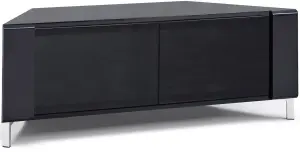 MDA Designs CORVUS Corner-Friendly Black Cabinet with BeamThru Glass Doors for Flat Screen TVs up to 50"