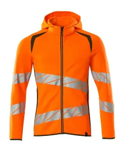 Mascot Accelerate Safe Hoodie with Zipper (Hi-Vis Orange/Moss Green)  (XX Large)