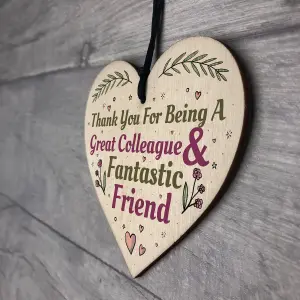 Red Ocean Great Colleague Friend Handmade Wooden Heart Sign Novelty Friendship Gift Leaving Job Thank You Gift