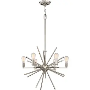 Elstead Carnegie 6 Light Chandelier Silver Finish, E27