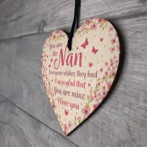 Red Ocean Nan Nanny Grandma Gifts From Grandchildren Wooden Heart Sign Birthday Gift For Nan Mothers Day Gifts