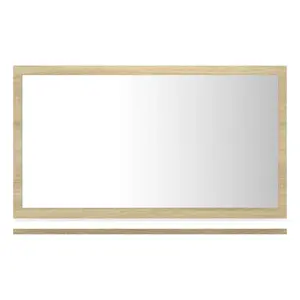 Dorlene Framed Wall Mounted Bathroom Mirror White And Sonoma Oak / 60 cm