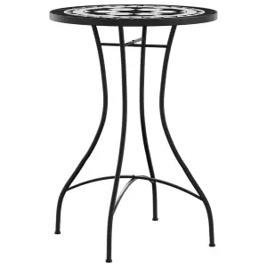 Mosaic Bistro Set Black and White Iron and Ceramic