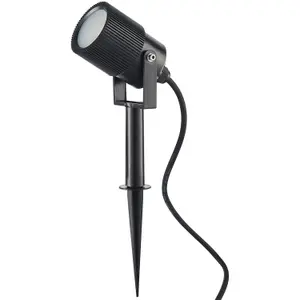 Outdoor IP65 Ground Spike Spotlight - Dimmable 5W GU10 LED - Frosted Glass