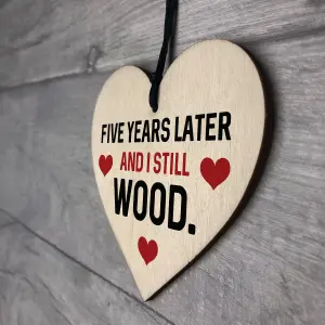 Funny 5th Anniversary Gift For Wife Husband Wood Heart Gift For Him Her Keepsake