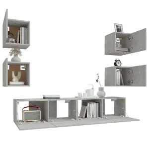 Berkfield 6 Piece TV Cabinet Set Concrete Grey Engineered Wood