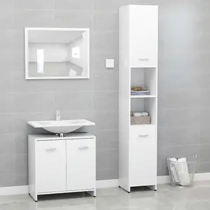 Berkfield 3 Piece Bathroom Furniture Set White Engineered Wood