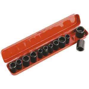 Premium 12 Piece Impact Socket Set with Corrosion Resistance - 3/8" Drive