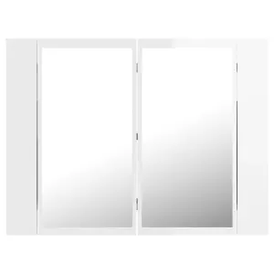 Berkfield LED Bathroom Mirror Cabinet High Gloss White 60x12x45 cm