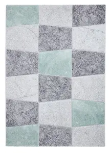 Handmade Geometric Grey/Green Rug-160cm X 220cm