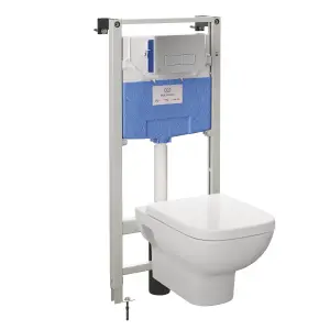 Ideal Standard i.life A White Wall hung Square Toilet with Soft close seat & Concealed cistern