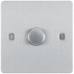 BG Brushed Steel Flat 2 way 400W Dimmer switch Matt Silver 1 gang