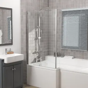 Rinse 810x1400mm Pivot Double Panel Over Bath Shower Screen Door 6mm Easy Clean Glass Shelves Door Panel Chrome