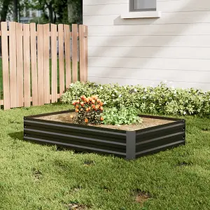 120cm W x 90cm D Galvanized Rectangular Raised Garden Bed Planter Box in Black