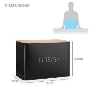 EHC Bread Bin, Bread Bins for Kitchen, Bread Tin, Large Bread Bin food Storage, Black