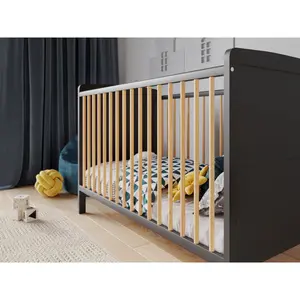 Pelchat Cot Bed with Mattress Anthracite/Pine