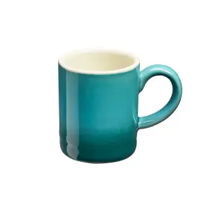 Cooks Professional Espresso Coffee Cups Mugs Stoneware 90ml Teal - Set of 4 Cups