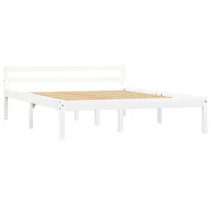 Berkfield Bed Frame White Solid Pine Wood 140x200 cm