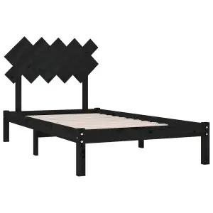 Berkfield Bed Frame Black 100x200 cm Solid Wood