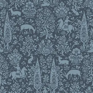 Crown Archives Woodland Wallpaper Dark Blue M1169