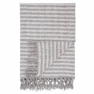 Catherine Lansfield Stripe Chenille 130x170cm Blanket Throw Grey