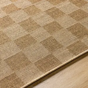 SIDDHI In- /Outdoor Jute-Look Checkered Area Rug 120 x 170 cm