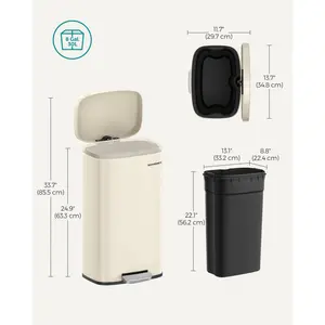 Steel Step On Rubbish Bin - 30L Sand Beige