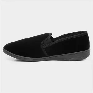 The Slipper Company Ian Mens Black Twin Gusset - Size 6 - Mens Slippers Full