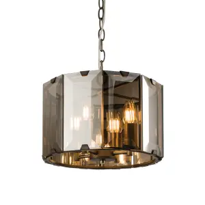 Galant Slate Grey & Smoke Glass 4 Light Ceiling Pendant