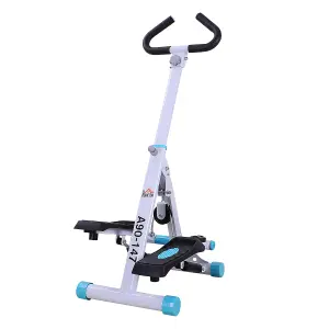 HOMCOM Foldable Stepper Adjustable Step Machine w/ Handlebar LCD Display, White