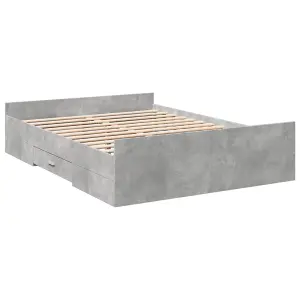 Berkfield Bed Frame with Drawers without Mattress Concrete Grey 140x190 cm