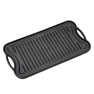 Rectangular Cast Iron Griddle Pan Grill Pan Steak Pan 53cm x 26.5cm