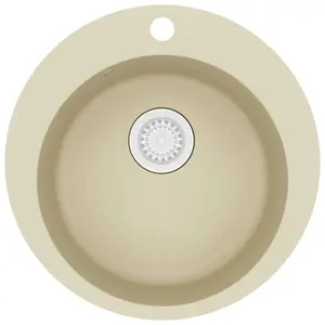 Berkfield Granite Kitchen Sink Single Basin Round Beige