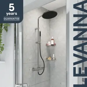 GoodHome Levanna Gloss Chrome effect Wall-mounted Thermostatic Mixer Multi head shower