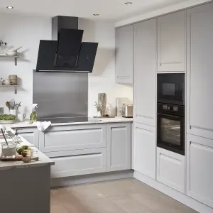 GoodHome Garcinia Grey Square edge Matt stone integrated handle shaker Plinth, (L)2400mm