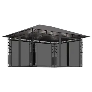 Berkfield Gazebo with Mosquito Net&LED String Lights 4x3x2.73m Anthracite