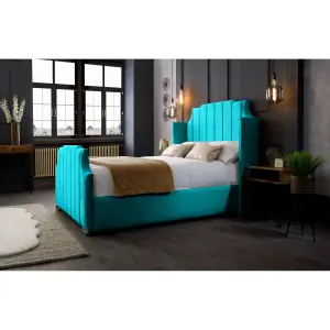 Nelly Plush Velvet Teal Bed Frame