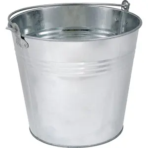 12 Litre Heavy Duty Galvanized Steel Bucket with Carry Handle for Versatile Use