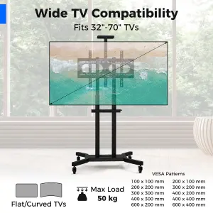 COSTWAY Mobile TV Stand Portable Television Stand for 32-70 Inch TVs & Monitors