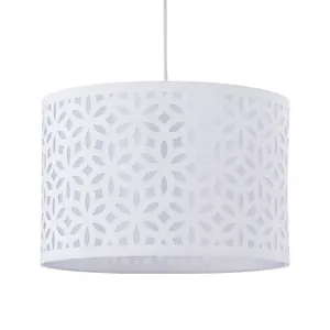 First Choice Lighting Set of 2 White Laser Cut 33cm Pendant Lightshades