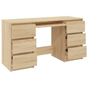 Berkfield Writing Desk Sonoma Oak 140x50x77 cm Engineered Wood