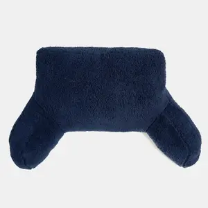 Teddy Fleece Bed Reading Cushion Pillow with Arms Lumbar Support