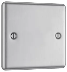 GoodHome Brushed Steel 1 gang Single Blanking plate