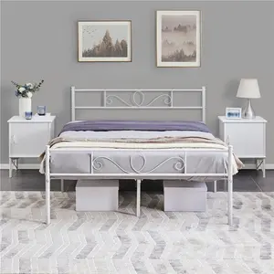 Metal Bed Frame with Headboard/Under-Bed Storage White / Double (4'6)